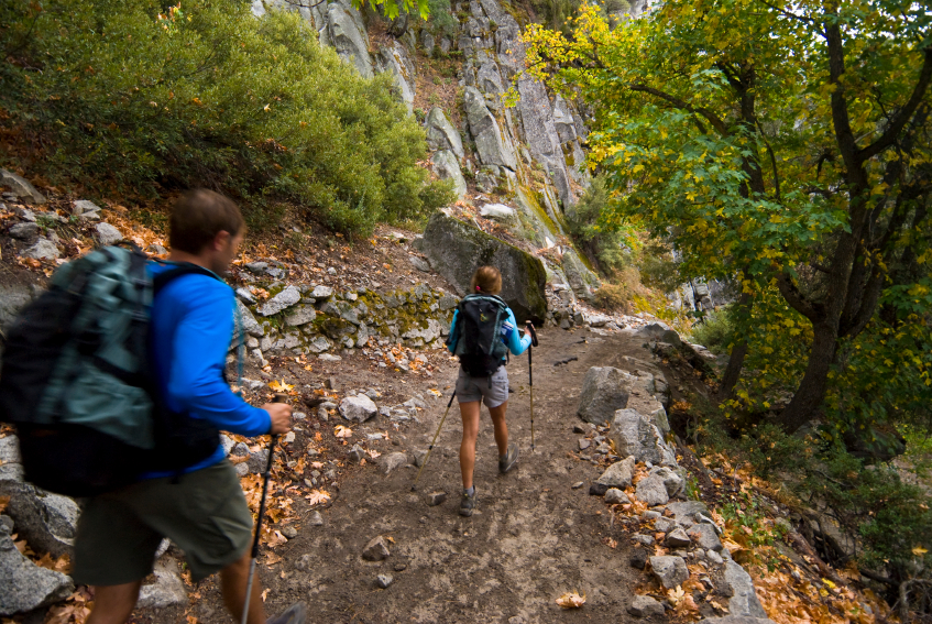 Hikers with walking poles